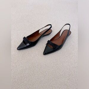 Talbots black kitten heels leather slingback shoes - size 7.5